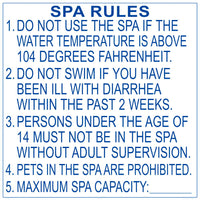 Texas Spa Rules Sign - 36 x 36 Inches on Heavy-Duty Aluminum (Customize or Leave Blank)