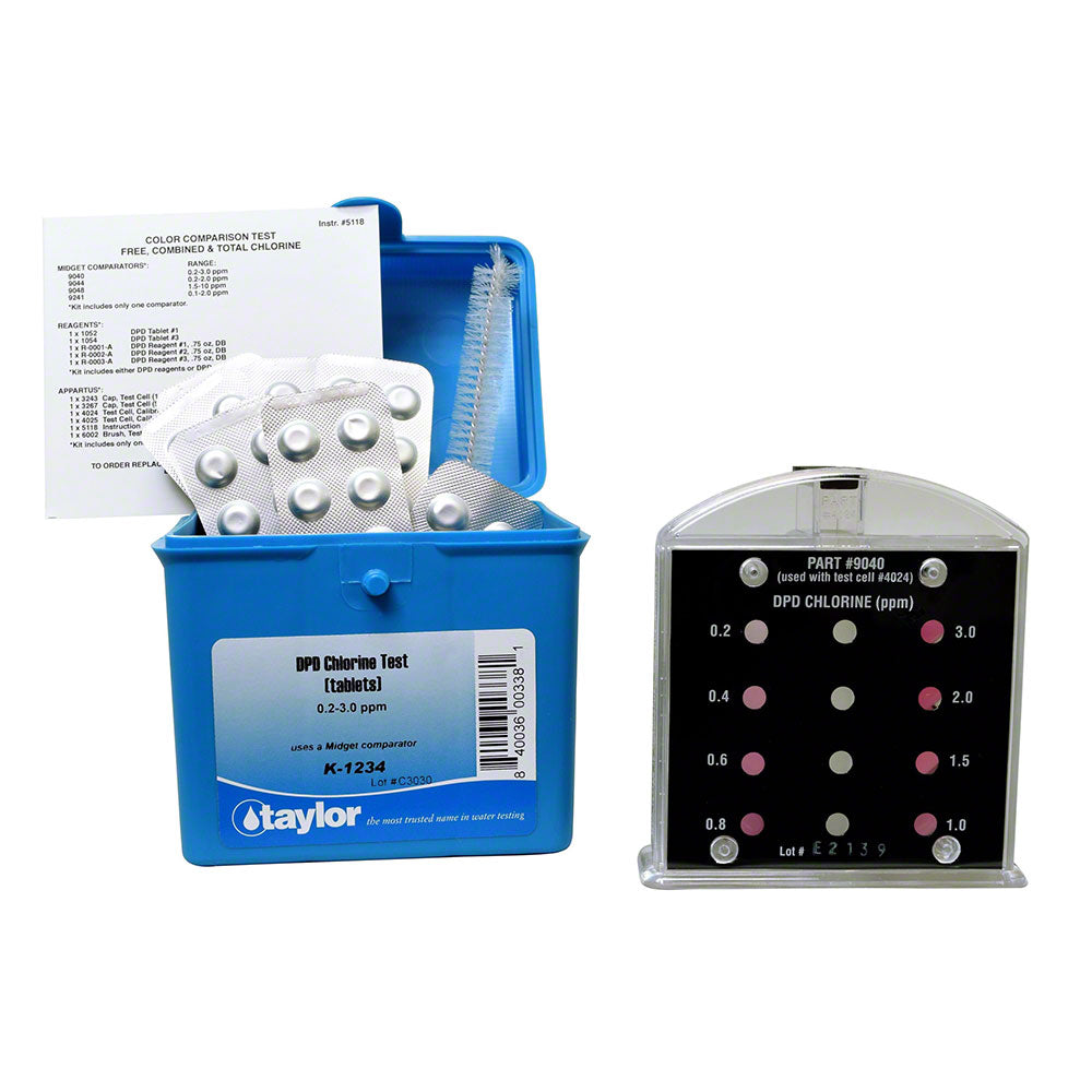 Taylor Midget Chlorine DPD Tablet 0.2-3.0 ppm Test Kit - K-1234