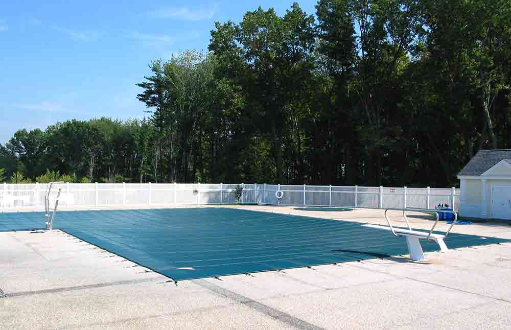 MeycoLite Mesh Grecian Safety Pool Cover 16.5 x 32.5 Feet, 4 x 6 Feet Left Flush Step