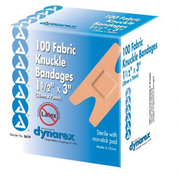 Flexible Fabric Knuckle Bandage Adhesive Strips - Box of 100