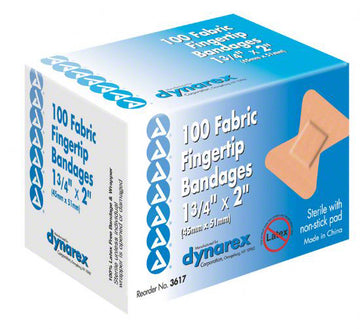 Flexible Fabric Fingertip Bandage Adhesive Strips - Box of 100