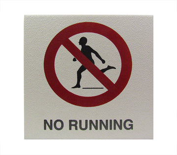 NO RUNNING With Symbol Ceramic Smooth 6 Inch x 6 Inch Tile Depth Marker
