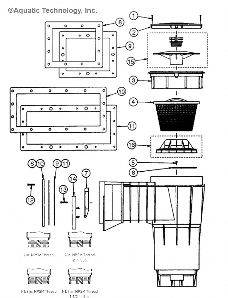Pentair Bermuda Skimmer Parts (Vinyl and Gunite)