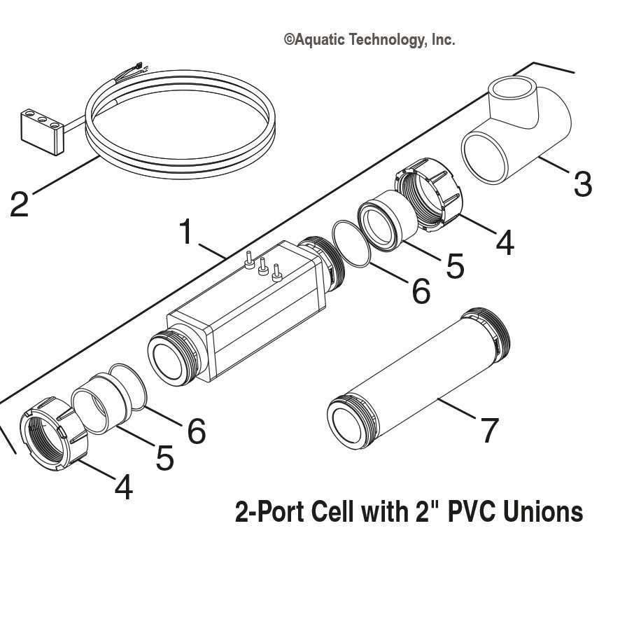 Jandy AquaPure 2-Port Cell 2 Unions Parts