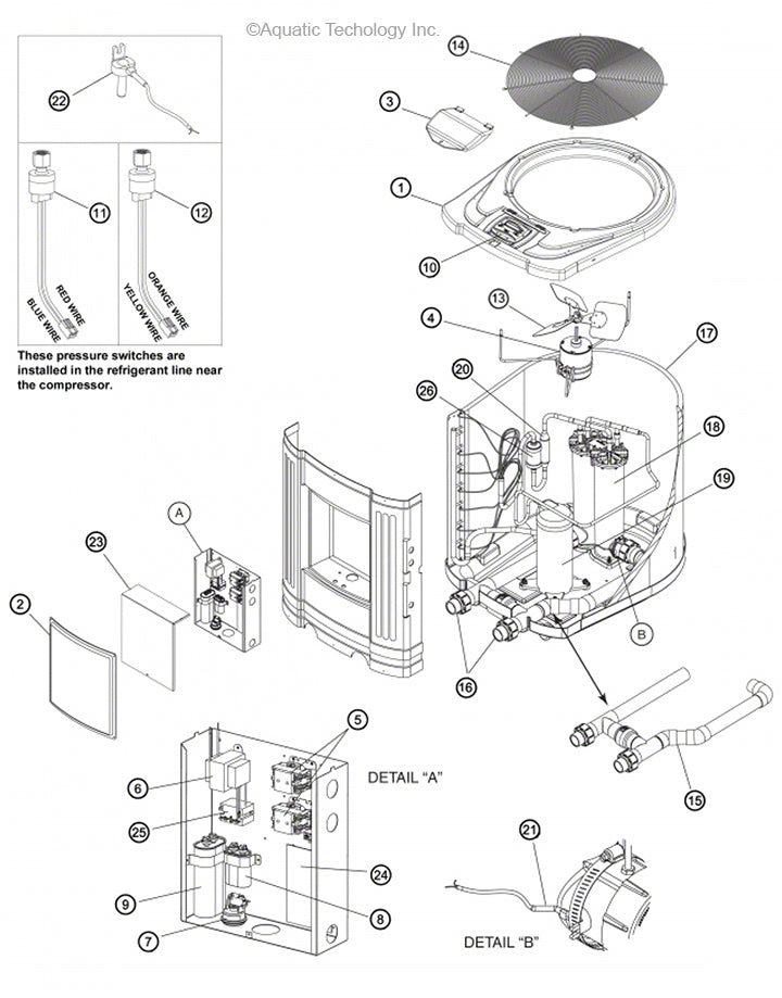 Jandy EE-Ti Series EE1500-AE3000 Heat Pump Parts (2010-2013 Discontinued)