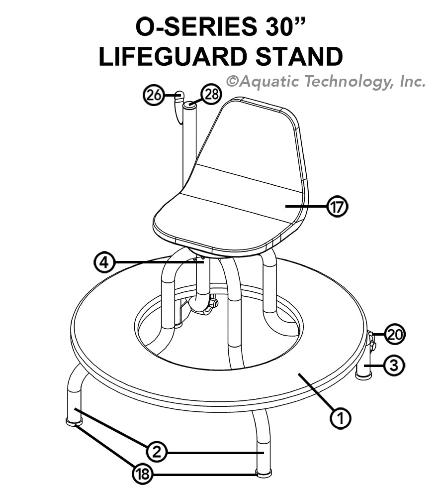 SR Smith 30 Inch O-Series Lifeguard Chair Parts