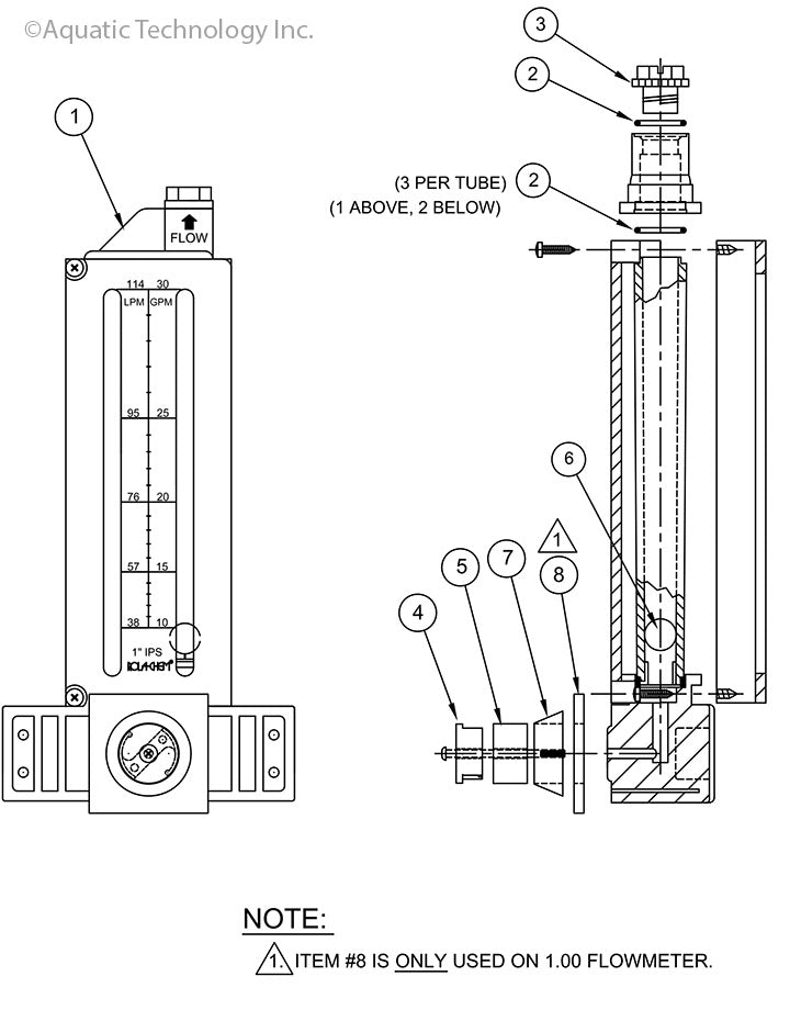 Random Flow Meter Part Rola-Chem Vertical Mount Flowmeter Replacement Parts