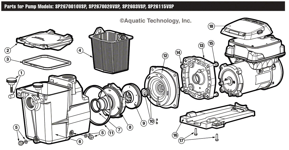 Hayward Super Pump VS (Expert Line) Parts (Models SP2670010VSP, SP2670020VSP, SP2603VSP, SP26115VSP)