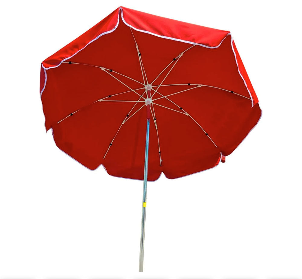 7 1 2 ft patio umbrella in red Kemp USA 12-001-red-grd 7.5 ft. Guard Heavy-Duty Beach Umbrella & Aluminum Pole Red