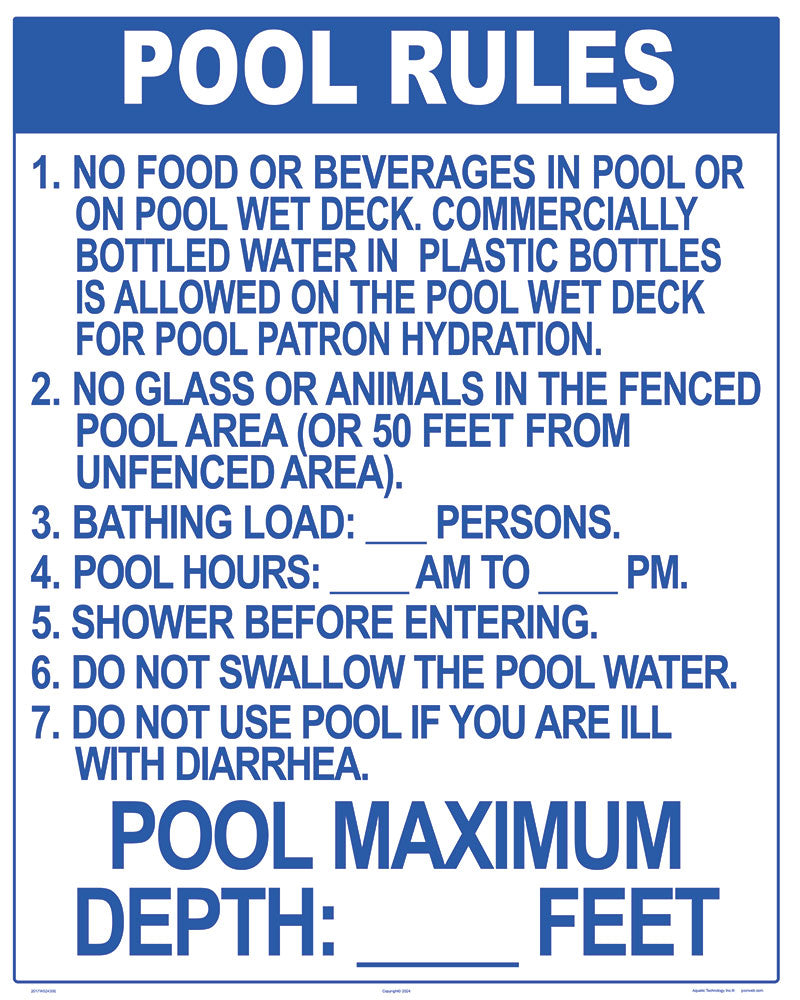 Florida Pool Rules Diving Aluminum Pool Sign - 24x30 Inch