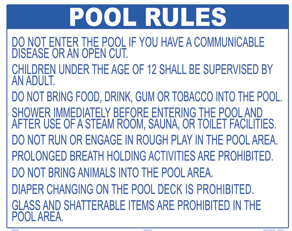 Wisconsin Pool Rules Diving Sign - 30 x 24 Inch