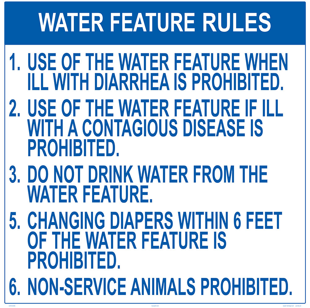 Texas Water Feature Rules - 36 x 36 Inches on Heavy-Duty Aluminum
