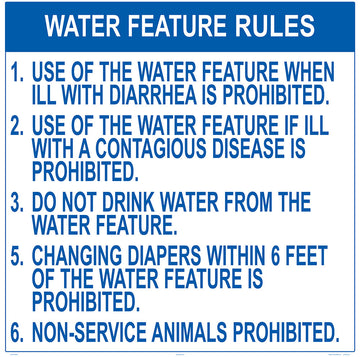 Texas Water Feature Rules - 36 x 36 Inches on Heavy-Duty Aluminum