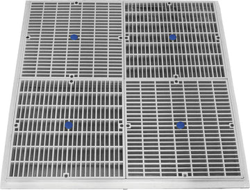 24 Inch Square Frame With Four 12 Inch Square Flat Grate Anti-Entrapment Suction Outlet Covers - Gray