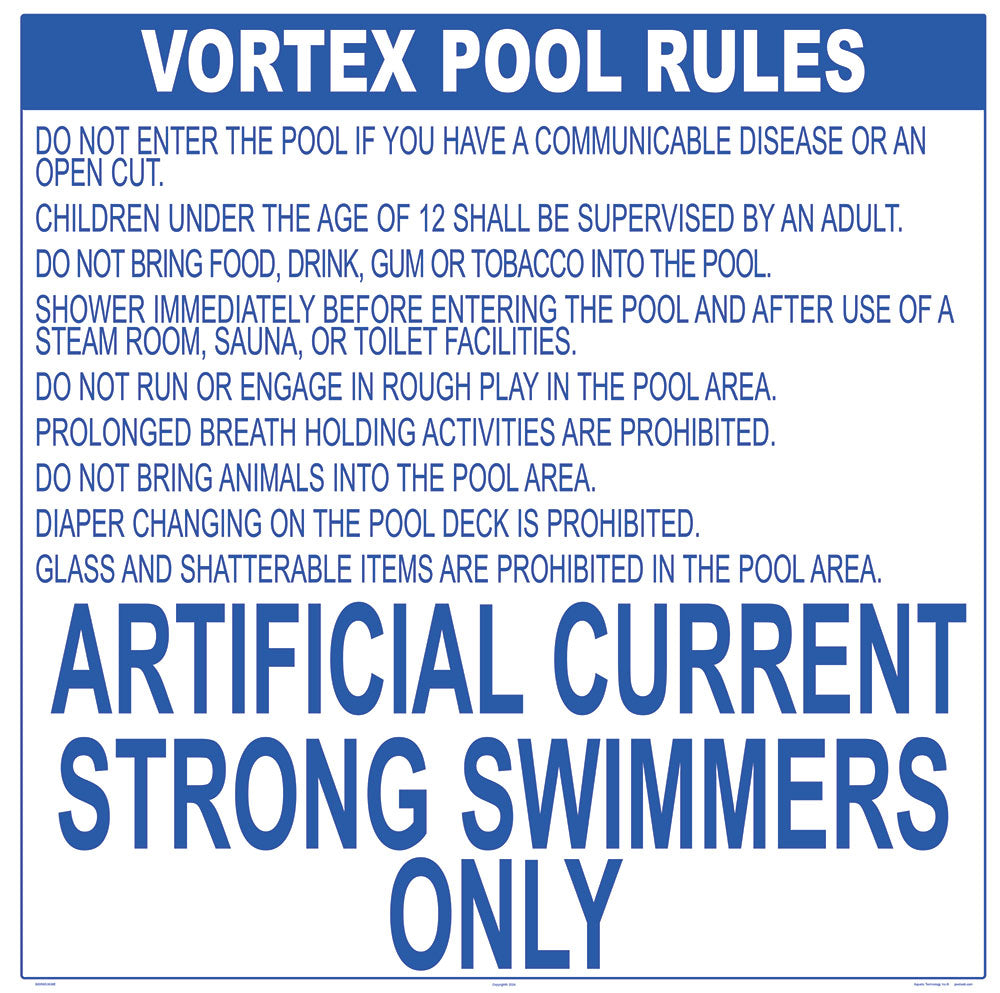 Wisconsin Pool Rule Sign Wisconsin Vortex Pool Rules Sign - 36x36 Inch
