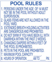 Texas Pool Rules Sign - 36 x 42 Inches on Heavy-Duty Aluminum (Customize or Leave Blank)