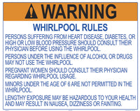 Wisconsin Whirlpool Warning and Rules Sign - 30 x 24 Inches on Styrene Plastic