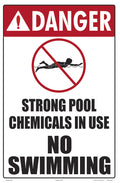 Danger Strong Pool Chemicals Sign - 12 x 18 Inches on Heavy-Duty Aluminum