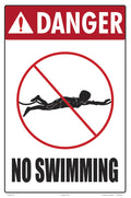 Danger No Swimming Sign - 12 x 18 Inches on Heavy-Duty Aluminum