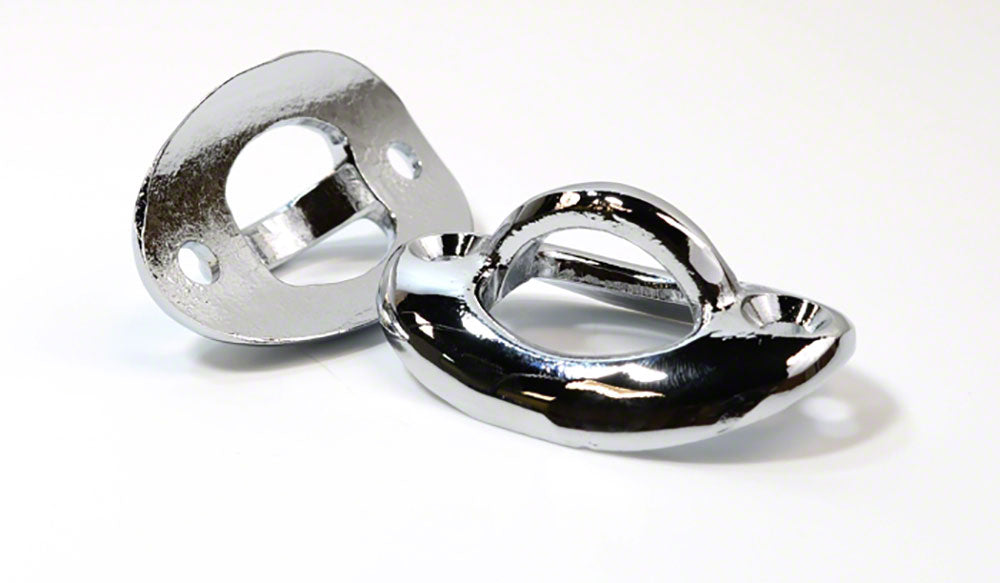 Curved Oval Rope Eyes with Screw - Chrome-Plated Brass - Set of 2