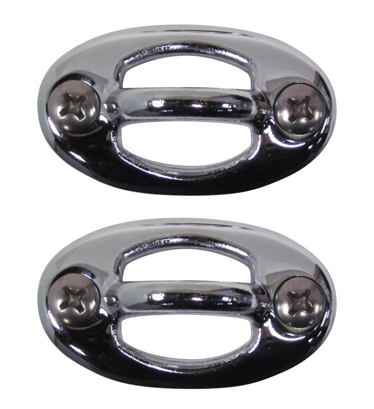 Curved Oval Rope Eyes with Screw - Chrome-Plated Brass - Set of 2