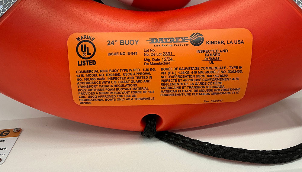 Safety Station Cabinet Equipped With 24 Inch USCG Life Ring Buoy and Throw Line - Orange