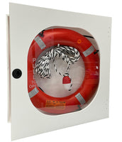 Safety Station Cabinet Equipped With 20 Inch USCG Life Ring Buoy and Throw Line - Orange