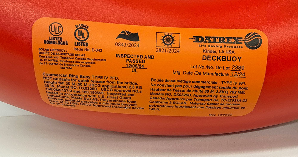 Safety Station Cabinet Equipped With 30 Inch USCG Life Ring Buoy and Throw Line - Orange