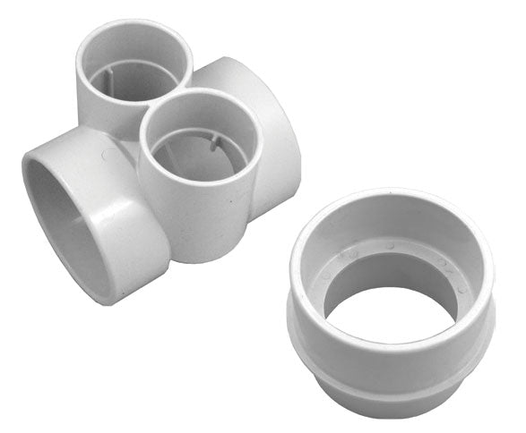 Horizontal Tee With Two 2-1/2 Inch Slip to 4 Inch Transitional With Reducer Bushing to 3 Inch