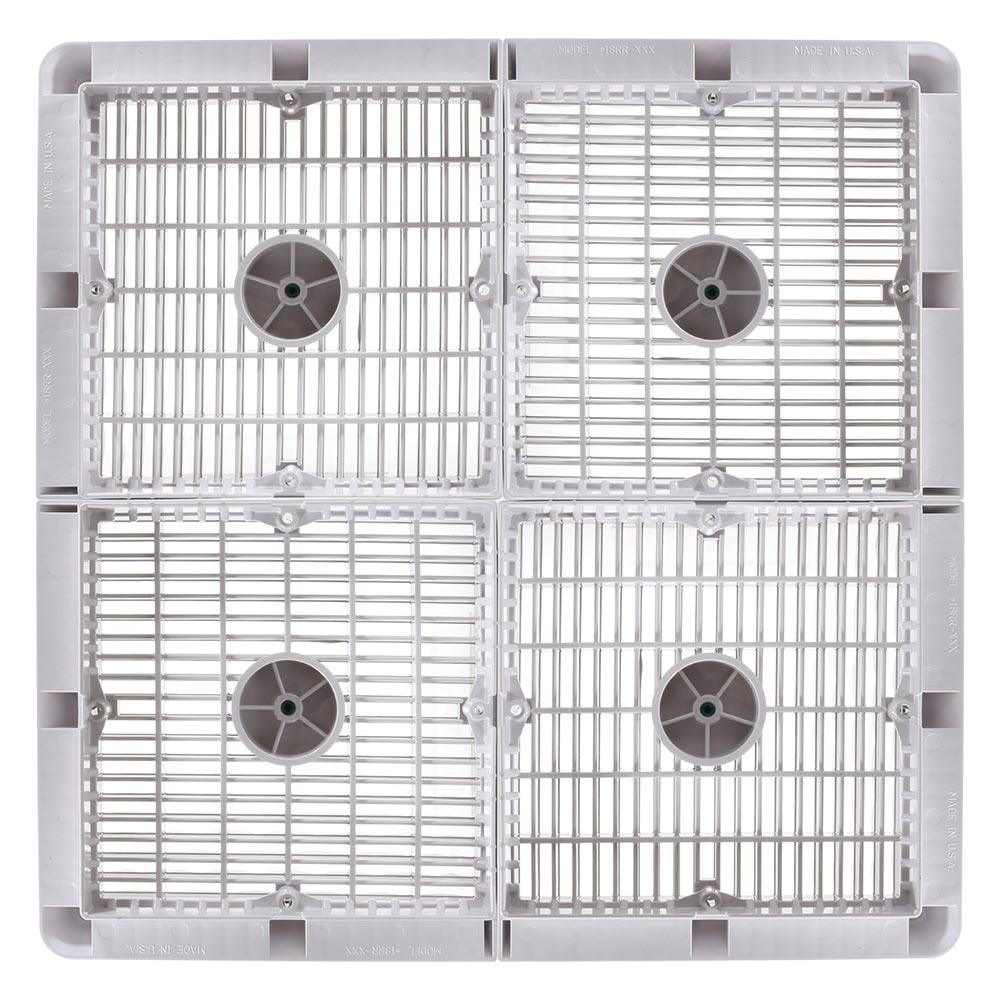 18 Inch Square Mud Frame With Four 9 Inch Wave Anti-Entrapment Suction Outlet Covers With Vented Riser Rings