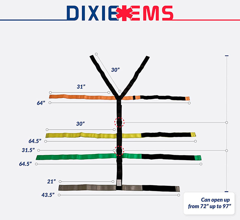 EMS Backboard 10-Point Spider Straps - Color Coded - Reflective