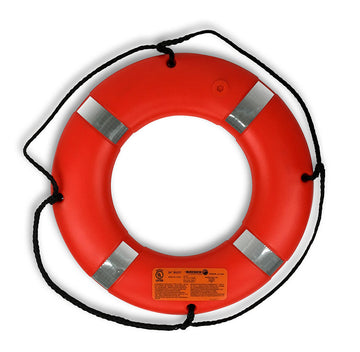 USCG High-Impact Polyethylene 24 Inch Life Ring Buoy With SOLAS Reflective Tape - Orange