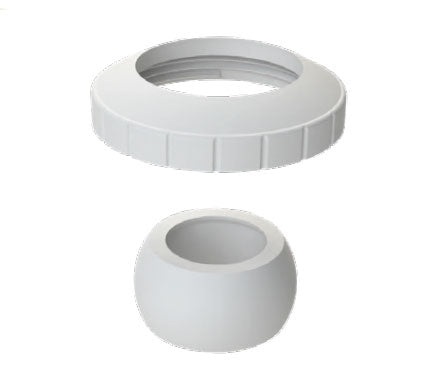 Long Eyeball and Locking Ring - 1-1/2 Inch FPT With 1 Inch Orifice - White