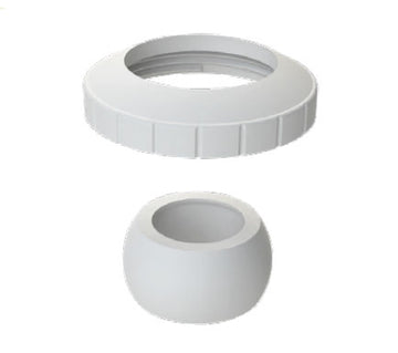 Long Eyeball and Locking Ring - 1-1/2 Inch FPT With 1 Inch Orifice - White