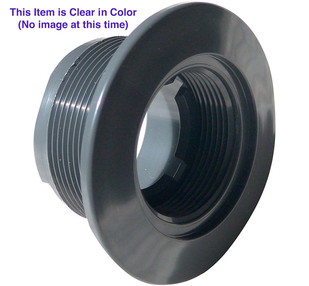 Large Wall Fitting - 1-1/2 Inch Threaded OD - 2 Inch Inside Pipe - Clear