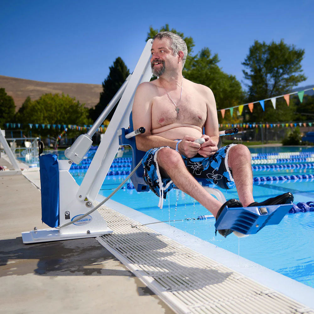 Ranger 2 Pool Lift Without Anchor - 350 Pound Capacity - Blue/White