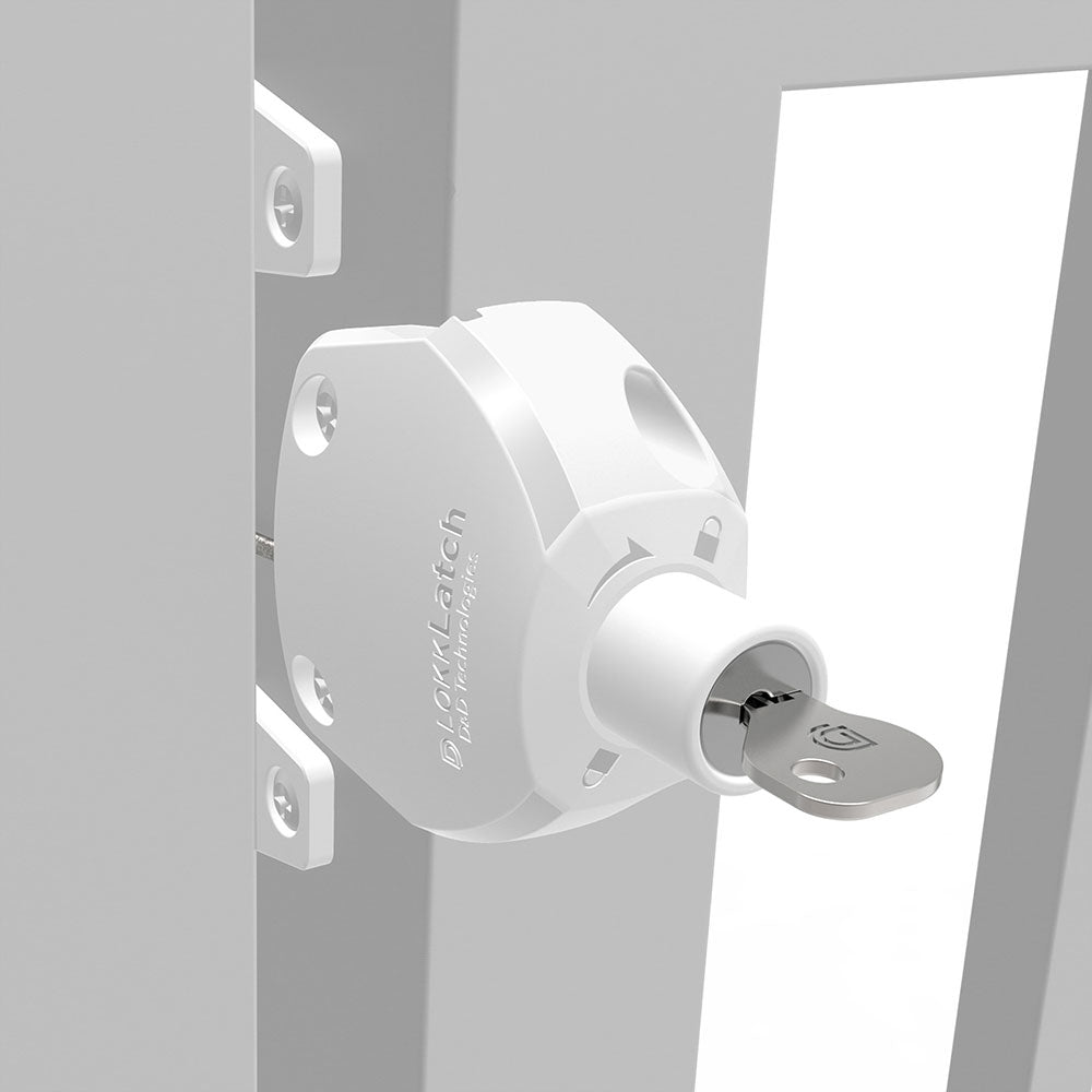 Lokk Latch Key-Lockable Gate Latch With External Access - White