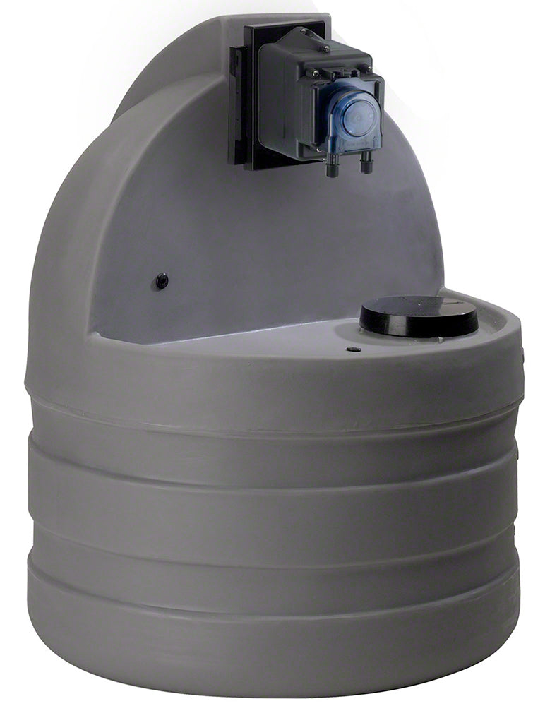 7.5 Gallon Gray Chemical Tank With Econ T Series Pump - 2.5 GPD 25 PSI 120 Volt - 1/4 Inch UV Tubing