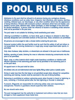 Illinois Pool Rules Sign - 18 x 24 Inches on Styrene Plastic