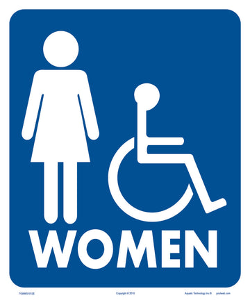 Women/Wheelchair Accessible Sign With Graphics - 10 x 12 Inch on Vinyl Stick-on