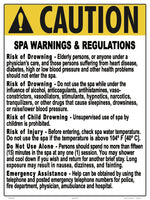 New York Spa Warnings and Regulations Sign - 18 x 24 Inches on Styrene Plastic