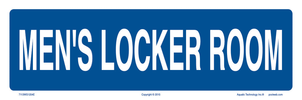 Men's Locker Room Sign - 12 x 04 Inches on Styrene Plastic