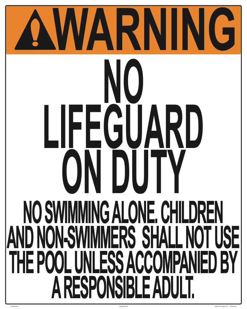 Missouri/South Dakota No Lifeguard Warning Sign (No Age Limit) - 24 x 30 Inches on Heavy-Duty Aluminum