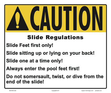 Michigan/New Jersey Slide Regulations Caution Sign - 12 x 10 Inches on Heavy-Duty Aluminum