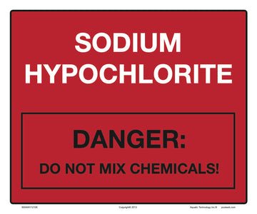 Red Sodium Hypochlorite (Danger) Tank Label 12 x 10 Vinyl Stick-on