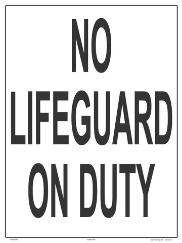 Montana No Lifeguard on Duty Sign - 18 x 24 Inches on Styrene Plastic