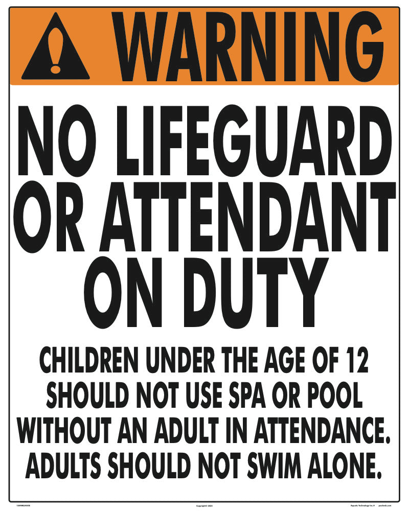 Oklahoma No Lifeguard Warning Sign (12 Years and Under) - 24 x 30 Inches on Heavy-Duty Aluminum