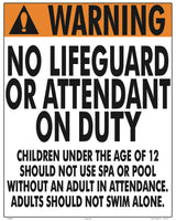 Oklahoma No Lifeguard Warning Sign (12 Years and Under) - 24 x 30 Inches on Heavy-Duty Aluminum