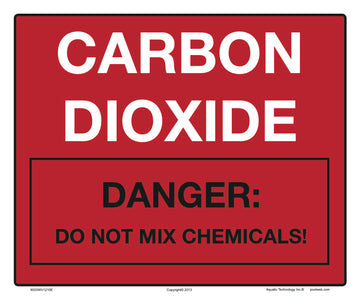 Red Carbon Dioxide (Danger) Tank Label 12 x 10 Vinyl Stick-on