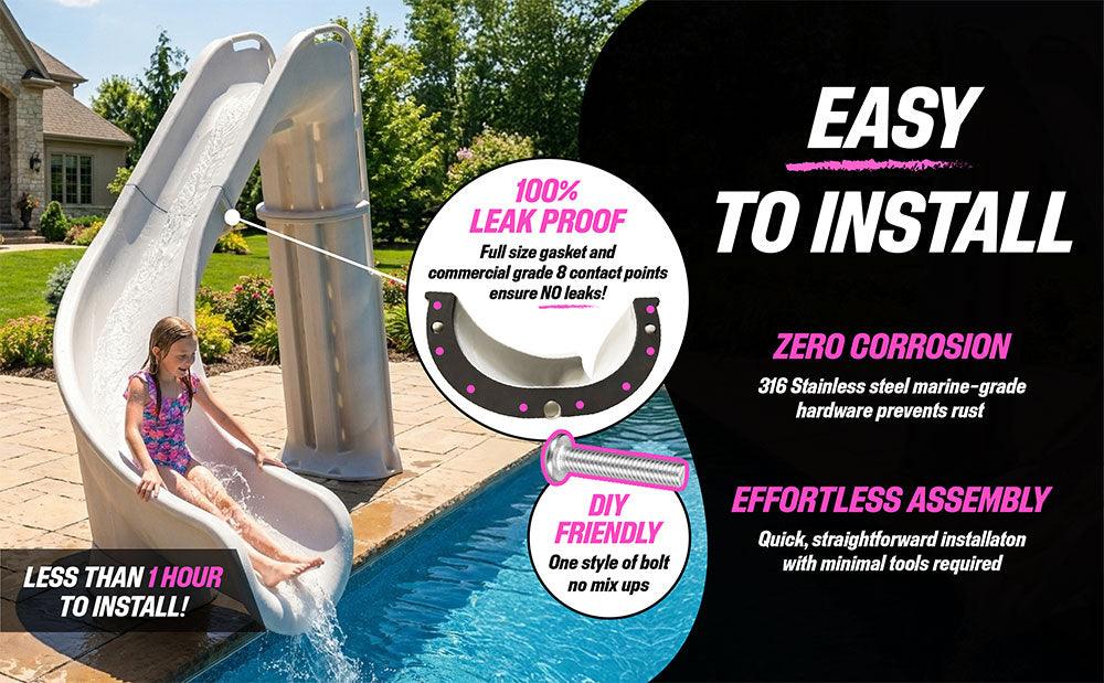 Bad Axe X7 Water Slide Right Turn - 7 Feet - Silver Quartz